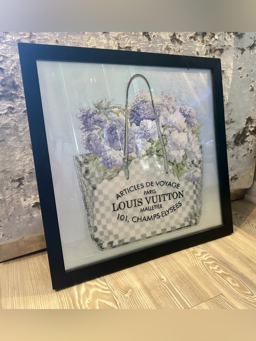 Louis Vuitton Cream and Purple Floral Tote Wall Art Print
